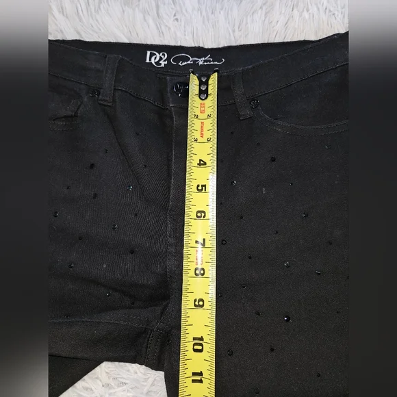 DG2 by Diane Gilman Black Skinny Jeans with Black Rhinestone Accents Womens 4 - Picture 6 of 9